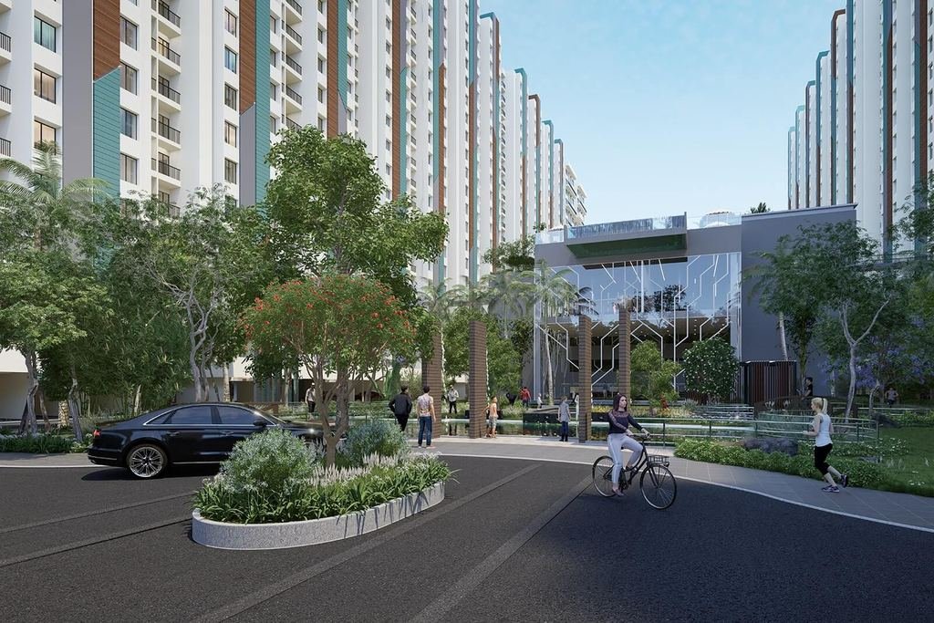 Clubhouse drop-off and landscaped arrival court